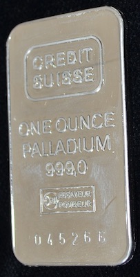 Palladiumbarren 1 oz Feinpalladium 999 Credit Suisse 31,1 Gramm