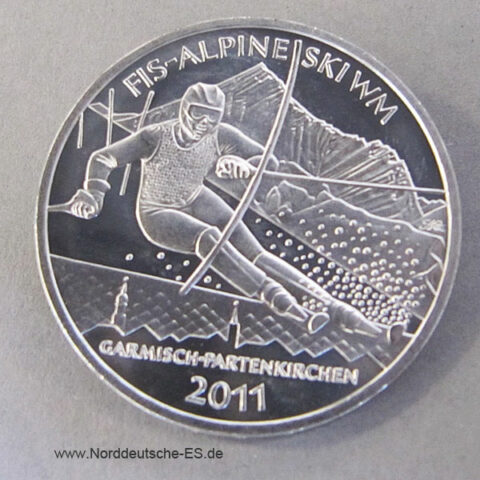 10 Euro Silbermuenze 2011 SkiWeltcup-Garmisch-Partenkirchen