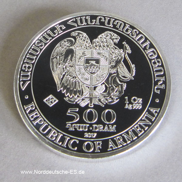 Armenien 1 oz Arche Noah Silbermünzen 500 DRAM