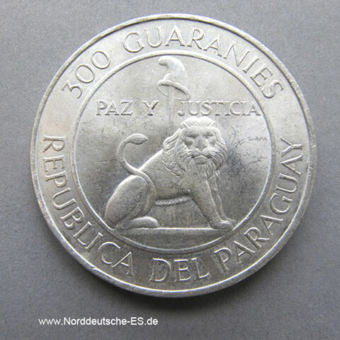 Paraguay 300 Guaranies Silbermünze Alfredo Stroessner