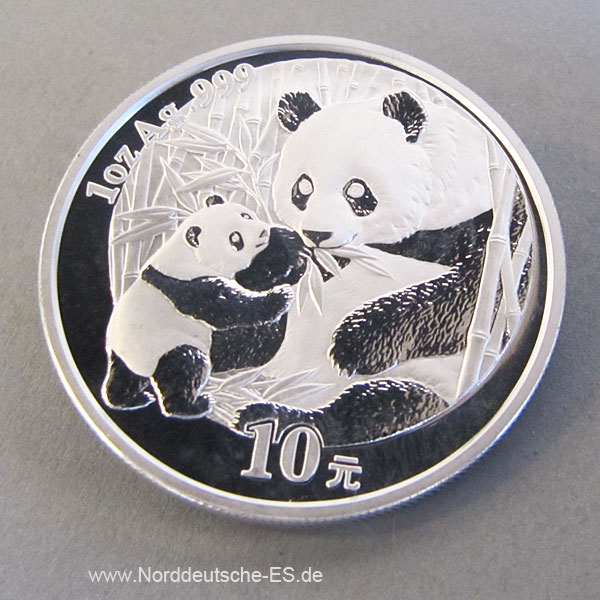 China Panda 10 Yuan 1 oz Feinsilber 999 Bullion Anlagesilber