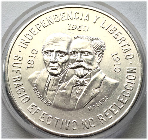 Mexiko Diez Pesos Silber 1960 - 100 Jahre Freiheit und Unabhängikeit 1810-1910