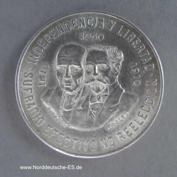 Mexiko 10 Pesos Silber 1960 Unabhängikeitskrieg - 150 Jahrestag