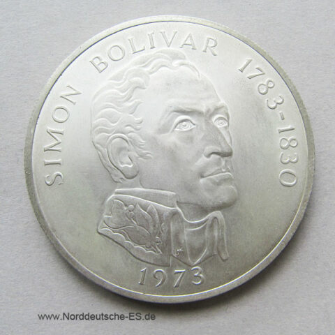 Panama 20 Balboas Silbermünze 1973 Simon Bolivar
