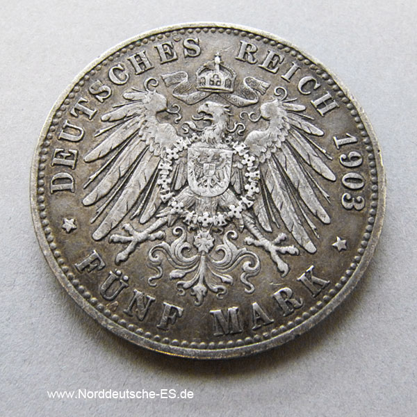Deutsches Kaiserreich 5 Mark Silber Wilhelm II Preussen 1891-1908