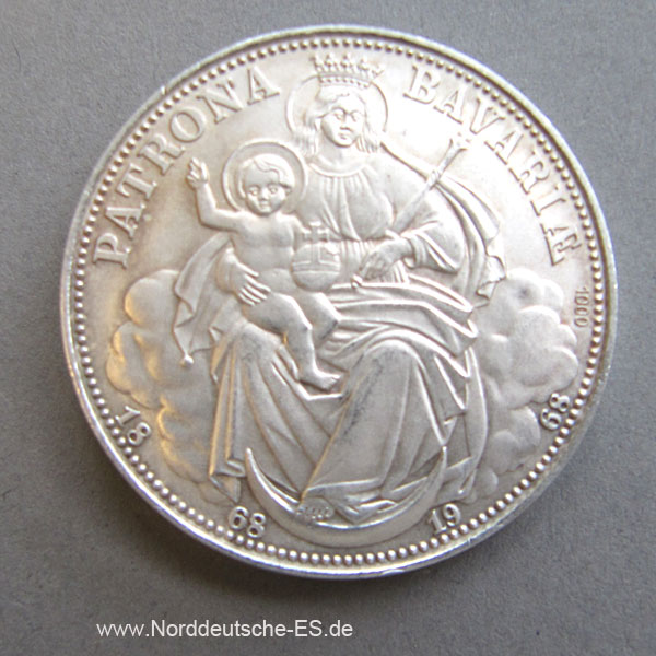 Münze Patrona Bavariae Freistaat Bayern 1868-1968 Gedenkmünze