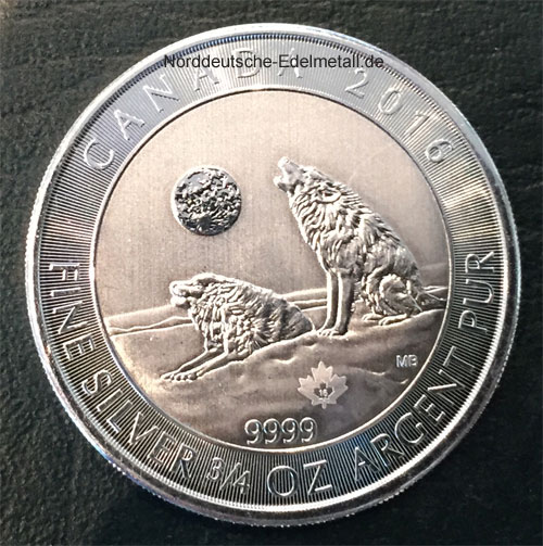 Kanada 2 Dollars 2016 Silber Wolf 3_4oz Feinsilber 9999