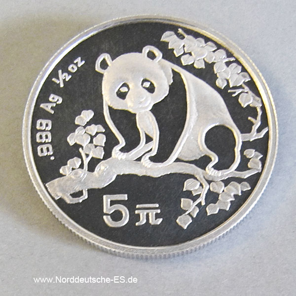 China 5 Yuan 1993 1_2 OZ Silber Panda