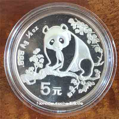 China Panda 5 Yuan 1_2 oz Feinsilber 999