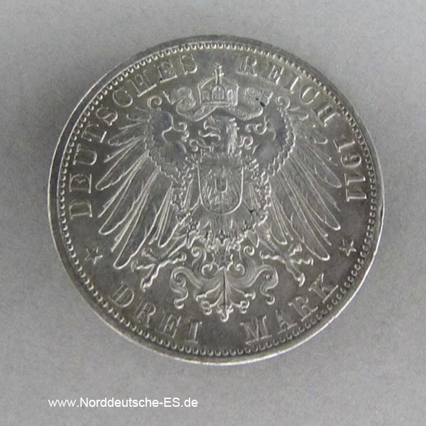 Deutsches Reich 3 Mark König Wilhelm II Charlotte