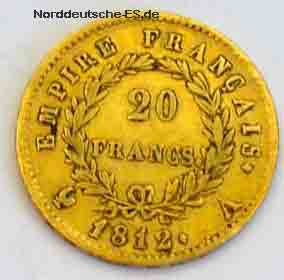 Frankreich 20 Francs Napoleon 1812 Goldmuenze