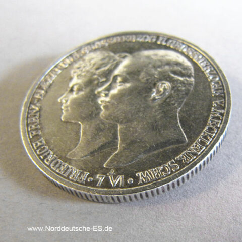 Deutsches Reich 2 Mark Silbermünze 1904 Mecklenburg-Schwerin, Hochzeit Friedrich Franz und Alexandra