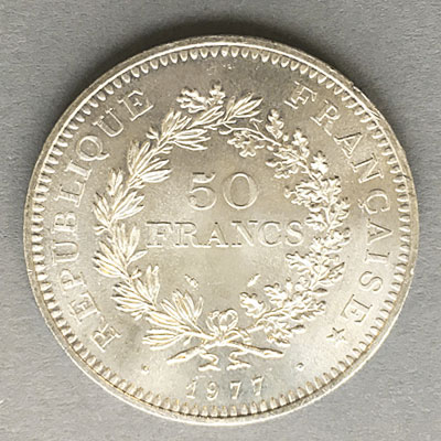 Frankreich 50 Francs Silbermuenze 1977