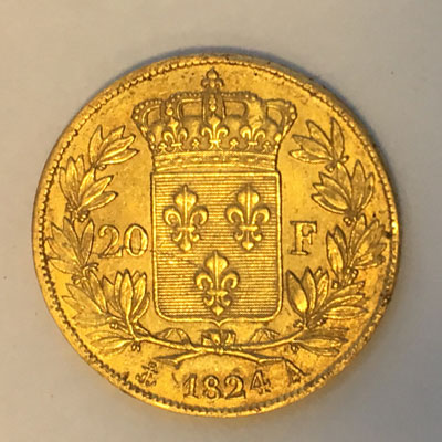 Frankreich-Louis-XVIII-20-Francs-1824-Goldmuenze