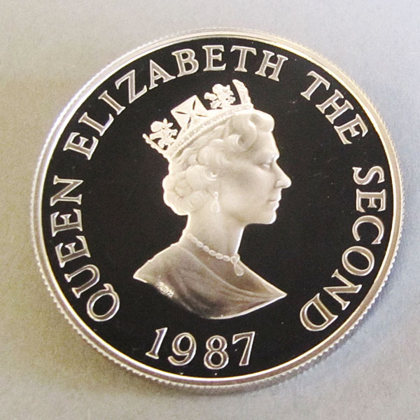 Jersey 2 Pfund Silbermünze Rosentaube 1987 Elizabeth - 25 Jahre WWF