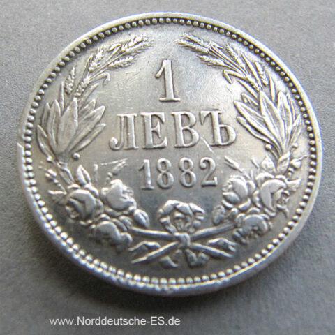 Bulgarien 1 Lew 1882 Silbermünze Alexander I