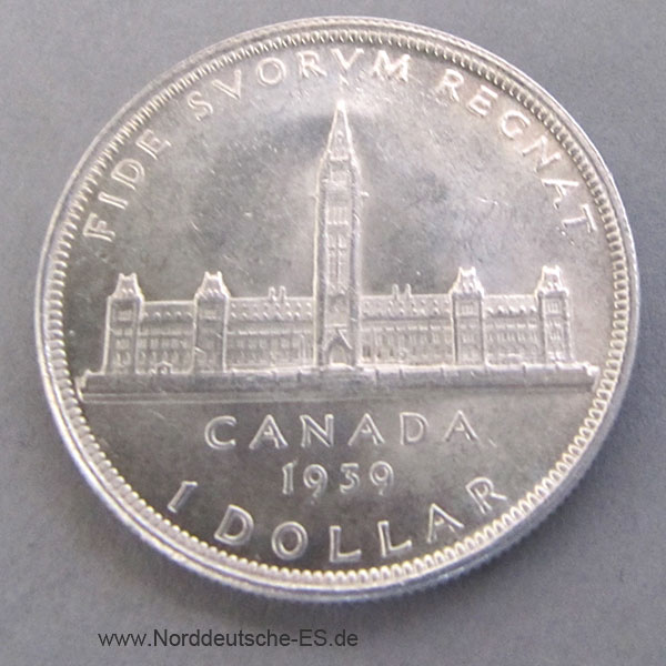 Kanada 1 Dollar Silber 1939 Parlamentsgebäude Ottawa