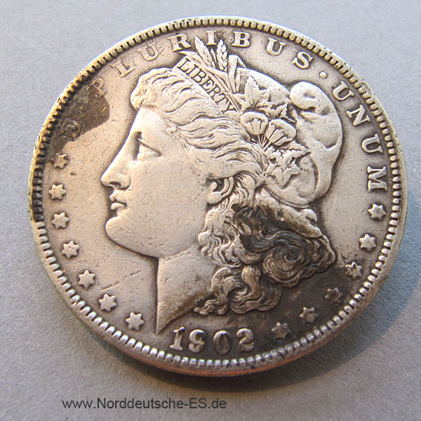 USA One Dollar 1902 Morgan Dollar Silbermünze