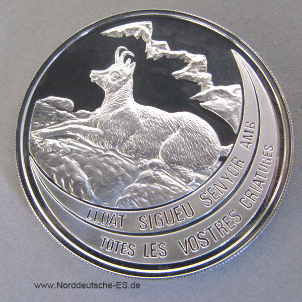 Andorra 1992 Pyrenäen-Gämse 10 Diners Silbermünze