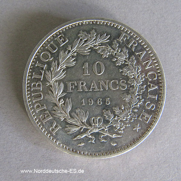 Frankreich 10 Francs Silbermünze 1965-1973 Herkules Gruppe