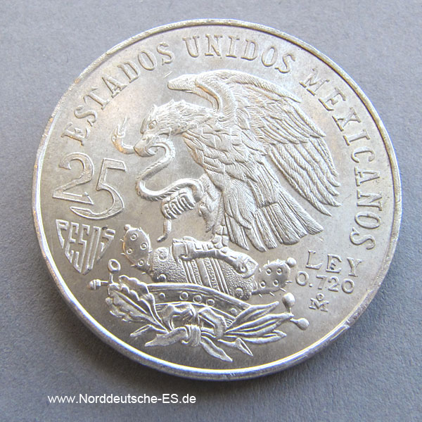 Mexico 1968 Silbermünze 25 Pesos Olympiade Juegos de la XIX
