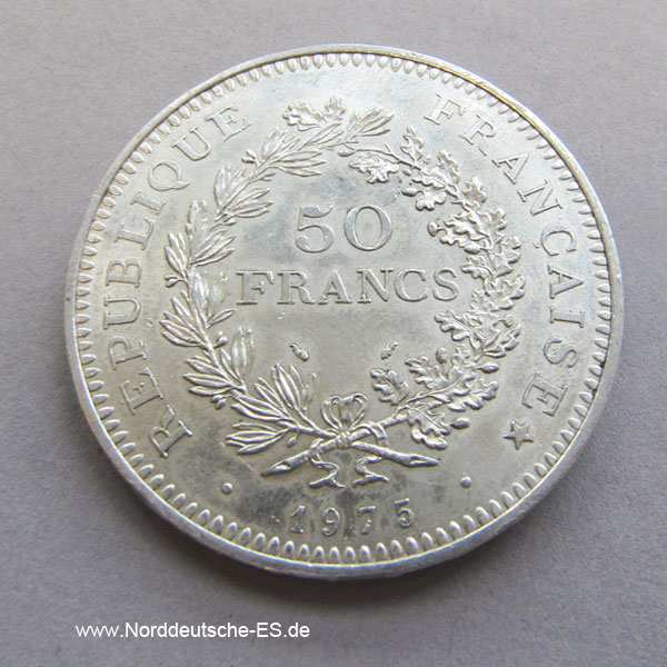 50 Francs Silbermünze Herkulesgruppe 1975