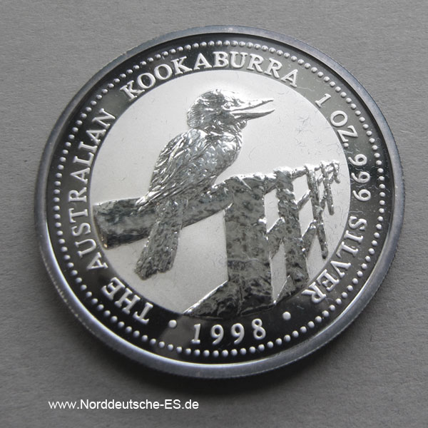 Australien 1 Unze Silber Kookaburra 1998