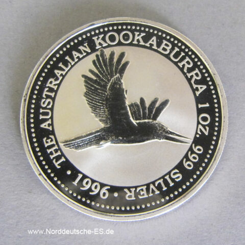 Kookaburra 1996 Silbermünze 1 Unze