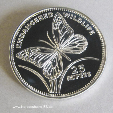 Seychellen 25 Rupees Silber 1994 Monarchfalter