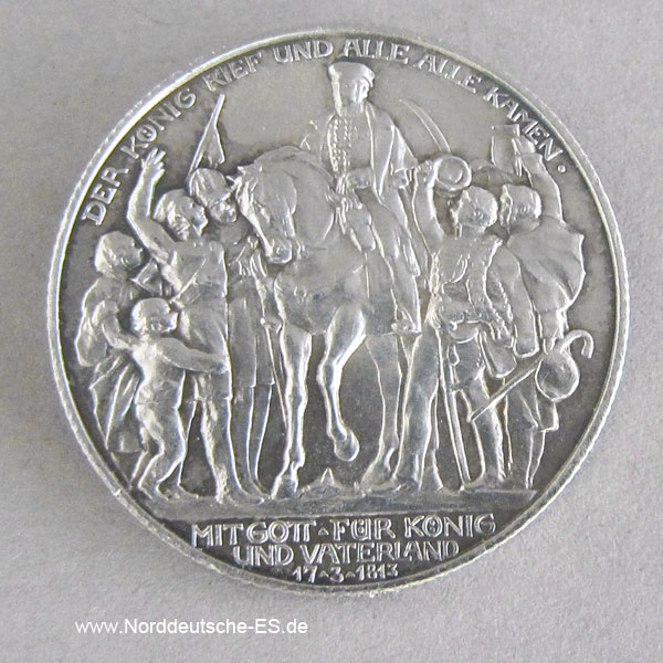 Deutsches Reich 2 Mark Silber 1913 Der König rief