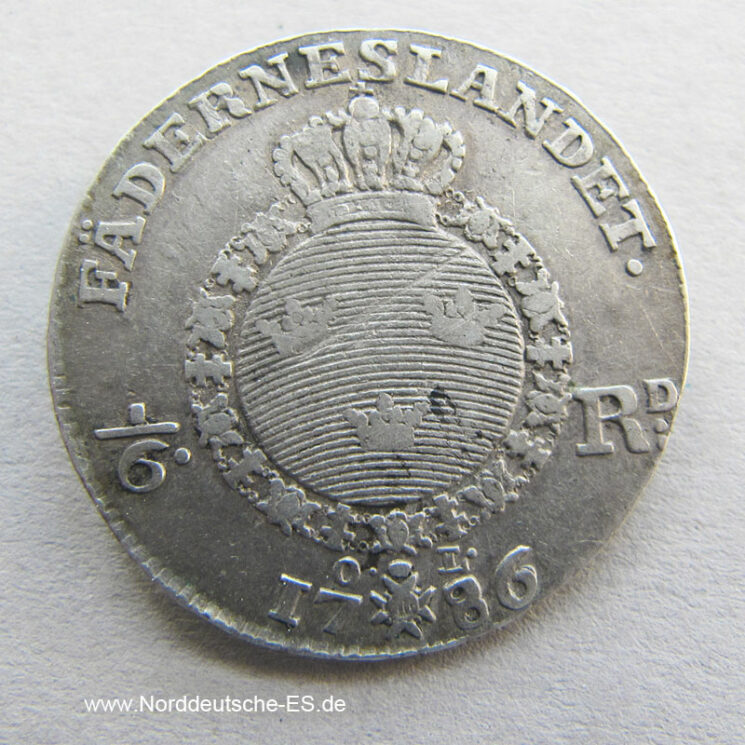 Schweden 1_6 Riksdaler 1786 Gustav III Silbermünze