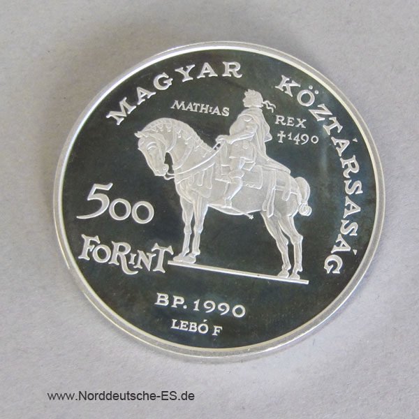 Ungarn 500 Forint 1990 Matthias Beatrix Silber