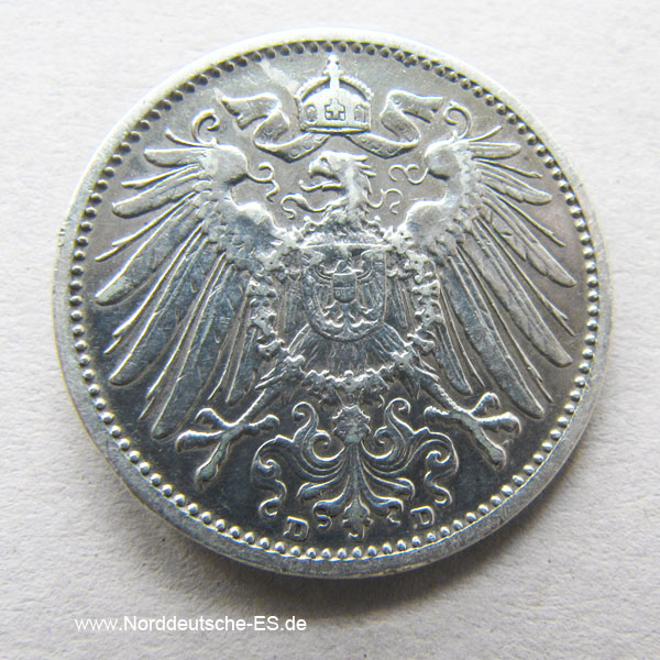 Deutsches Reich 1 Mark Silber 1891-1916 Großer Adler