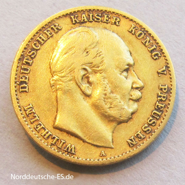 Deutsches Reich 10 Mark Wilhelm Preussen 1872 Gold