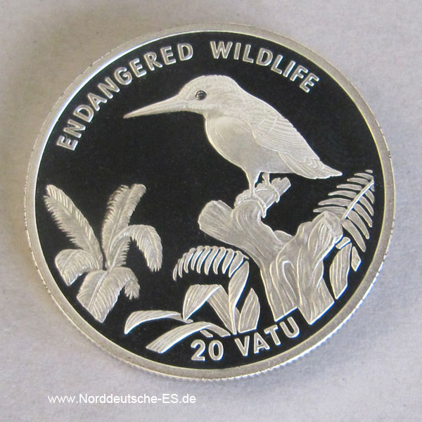 Vanuatu 20 Vatu Silber 1994 Endangered Wildlife Eisvogel