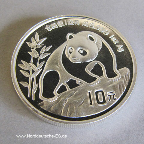 China Panda 1oz Feinsilber 999 Silberpanda 1990