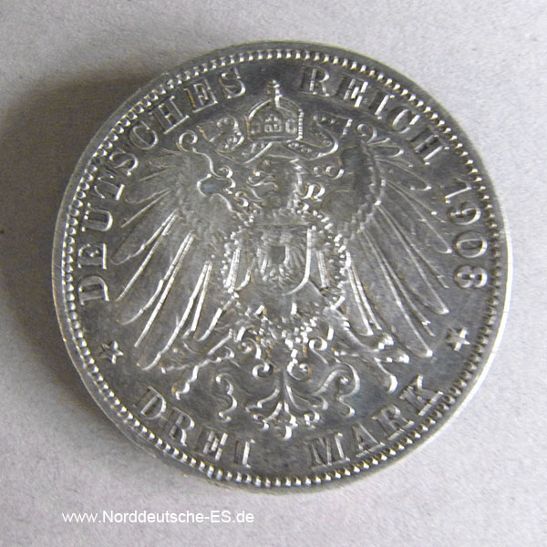 Deutsches Reich 3 Mark Preussen Kaiser Wilhelm II 1908-1912