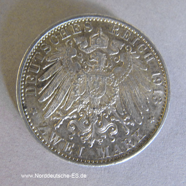 Deutsches Reich 2 Mark Wilhelm II Preussen 1913