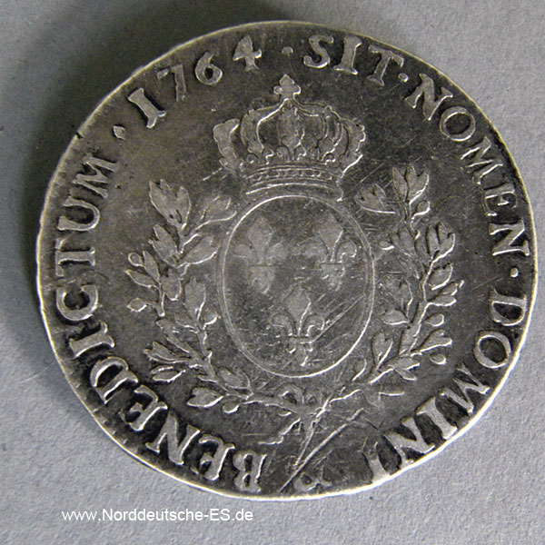 Frankreich 1 Ecu Silber 1764 König Louis XV