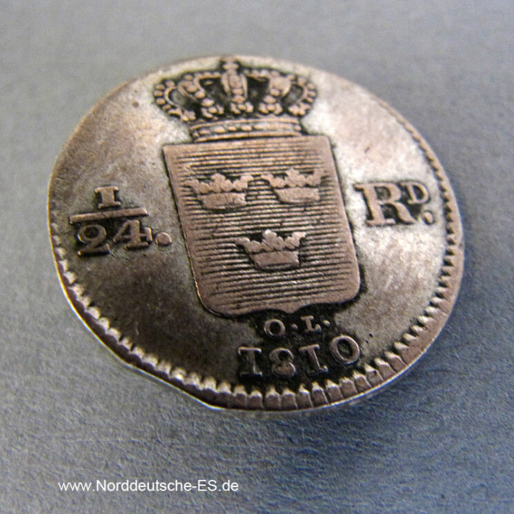 Schweden 1_24 Riksdaler Karl XIII Silbermünze 1810-1816