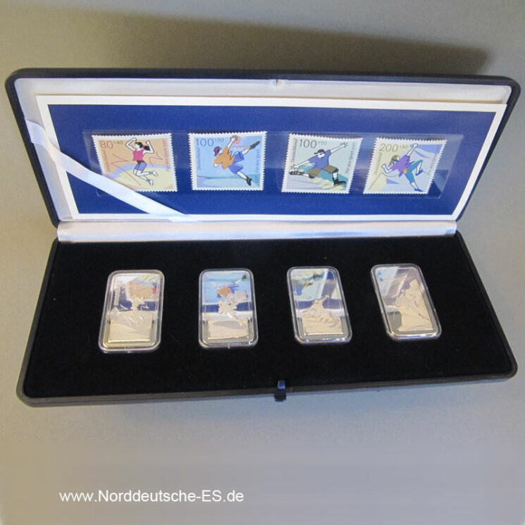 Silberbarren 4 x 1 oz Stiftung Deutsche Sporthilfe 30 Jahre