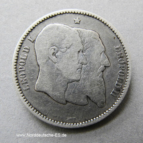 Belgien 1 Franc 1880 Silbermünze 50 Jahre Unabhängigkeit