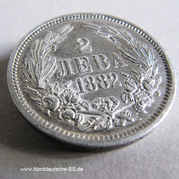 Bulgarien 2 Lewa 1882 Silber Leva Alexander I