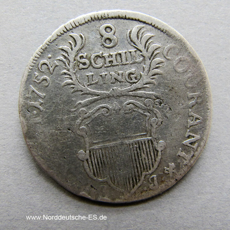 Lübeck 8 Schilling 1752 Courant Geldt Silbermünze