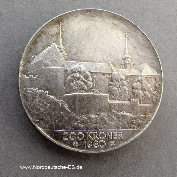 Norwegen 200 Kronen 1980 Umlaufgedenkmünze Silber