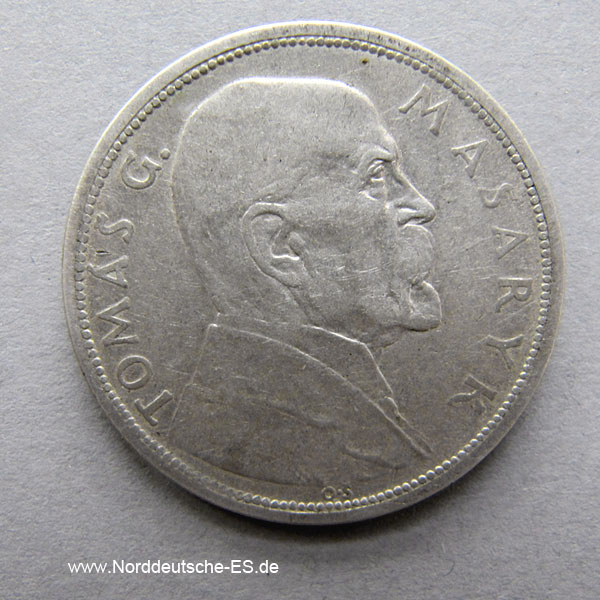 Tschechoslowakei Silber 10 Korun 1918-1928 Masaryk Tomas