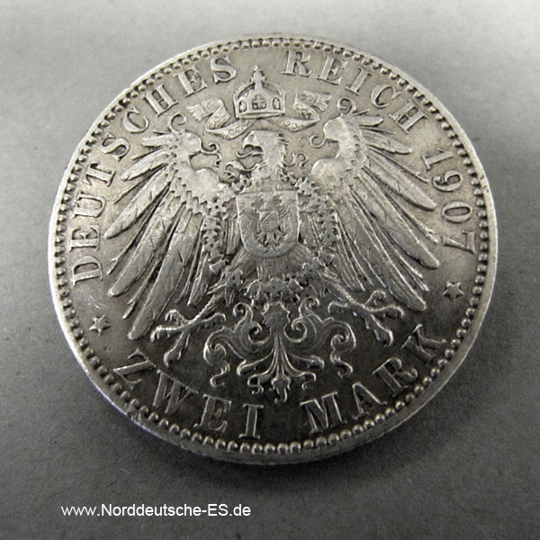 Deutsches Reich 2 Mark Sachsen König Friedrich August III 1905-1914
