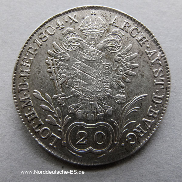 Römisches Reich 20 Kreuzer 1804 B Habsburg Franz II 1792-1835