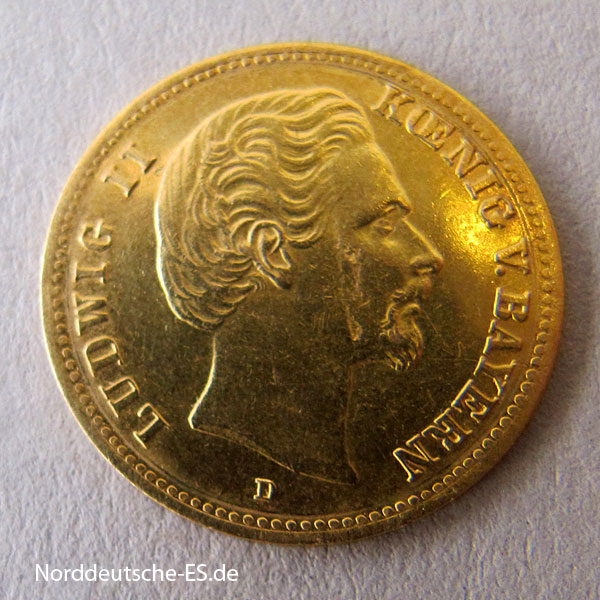Deutsches Reich 5 Mark Gold Ludwig II Bayern 1877-1878