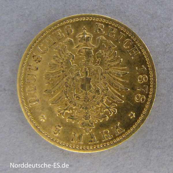 Deutsches Reich 5 Mark Gold Wilhelm I Preussen 1877-1878